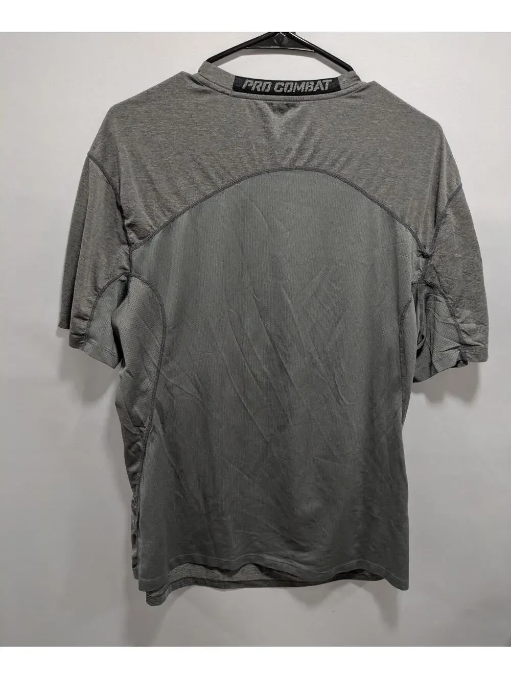 Mens Nike‎ Pro Combat Dri-Fit Gray Fitted Short Sleeve Gym Workout T-Shirt XL